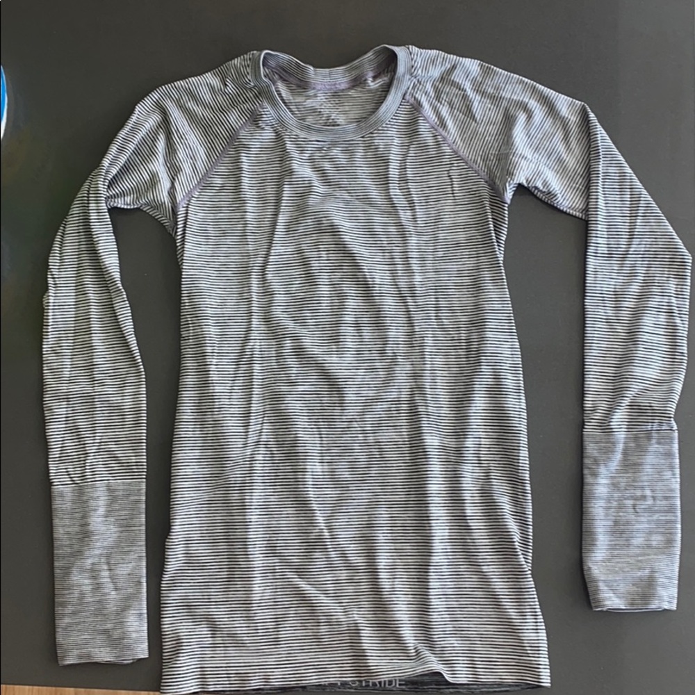 Black and white stripe swiftly tech long sleeve